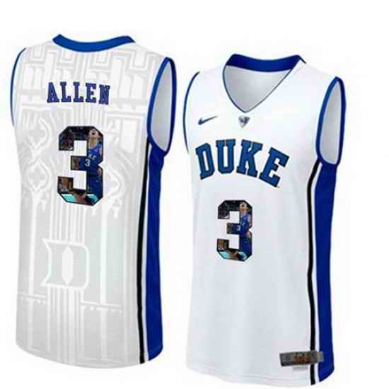 Duke Blue Devils 3 Grayson Allen White With Portrait Print College Basketball Jersey4